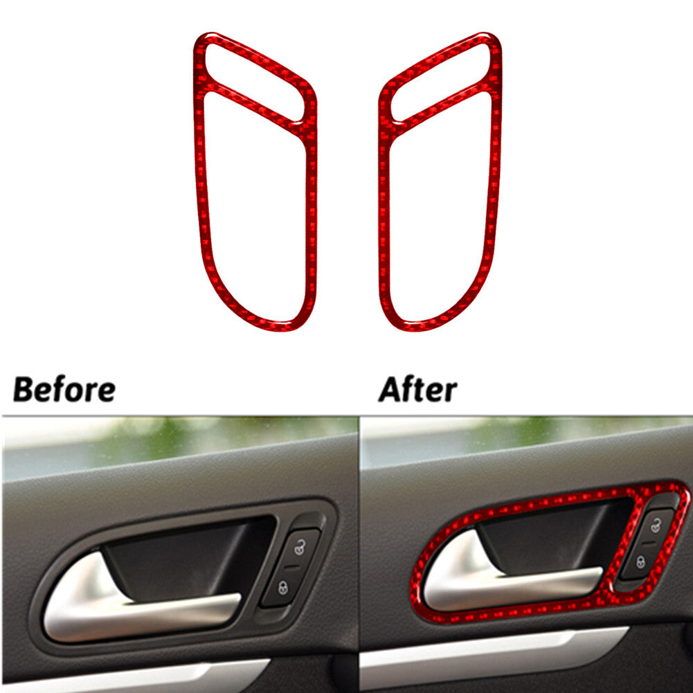 2X Red Carbon Fiber Gear Shift Side Strips Cover Trim for Jeep Liberty 2008-2012 v