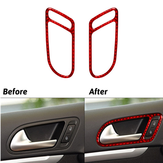 2X Red Carbon Fiber Gear Shift Side Strips Cover Trim for Jeep Liberty 2008-2012 v