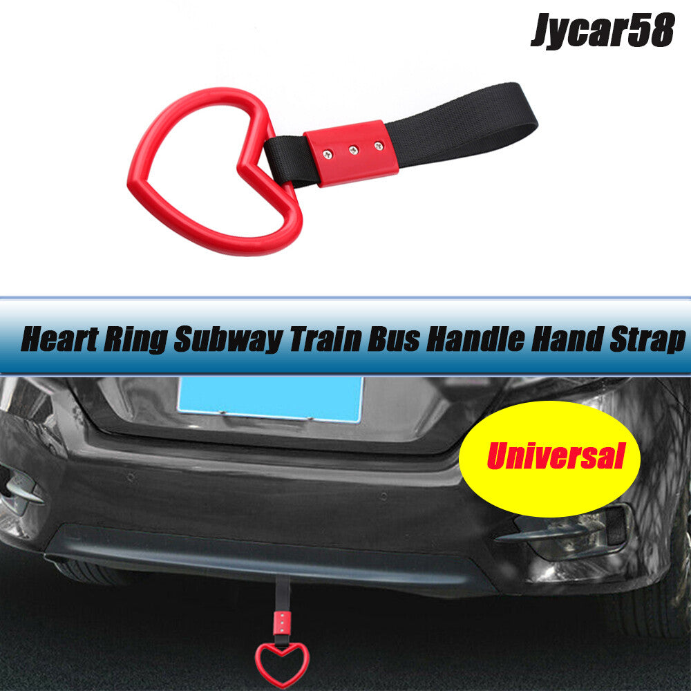 1PC Red Heart Ring Subway Train Bus Handle Hand Strap Charm Drift PVC Universal