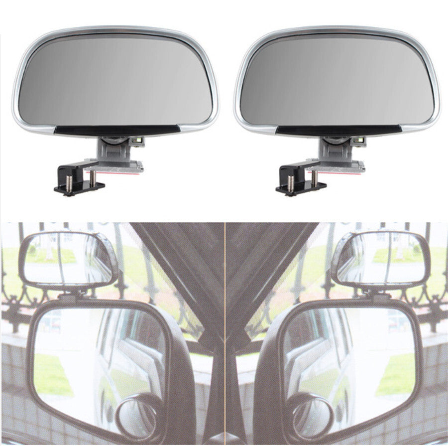 Car Blind Spot Side Rear View Mirrors ABS Clip-on Assis Wide Angle Mirror Silver