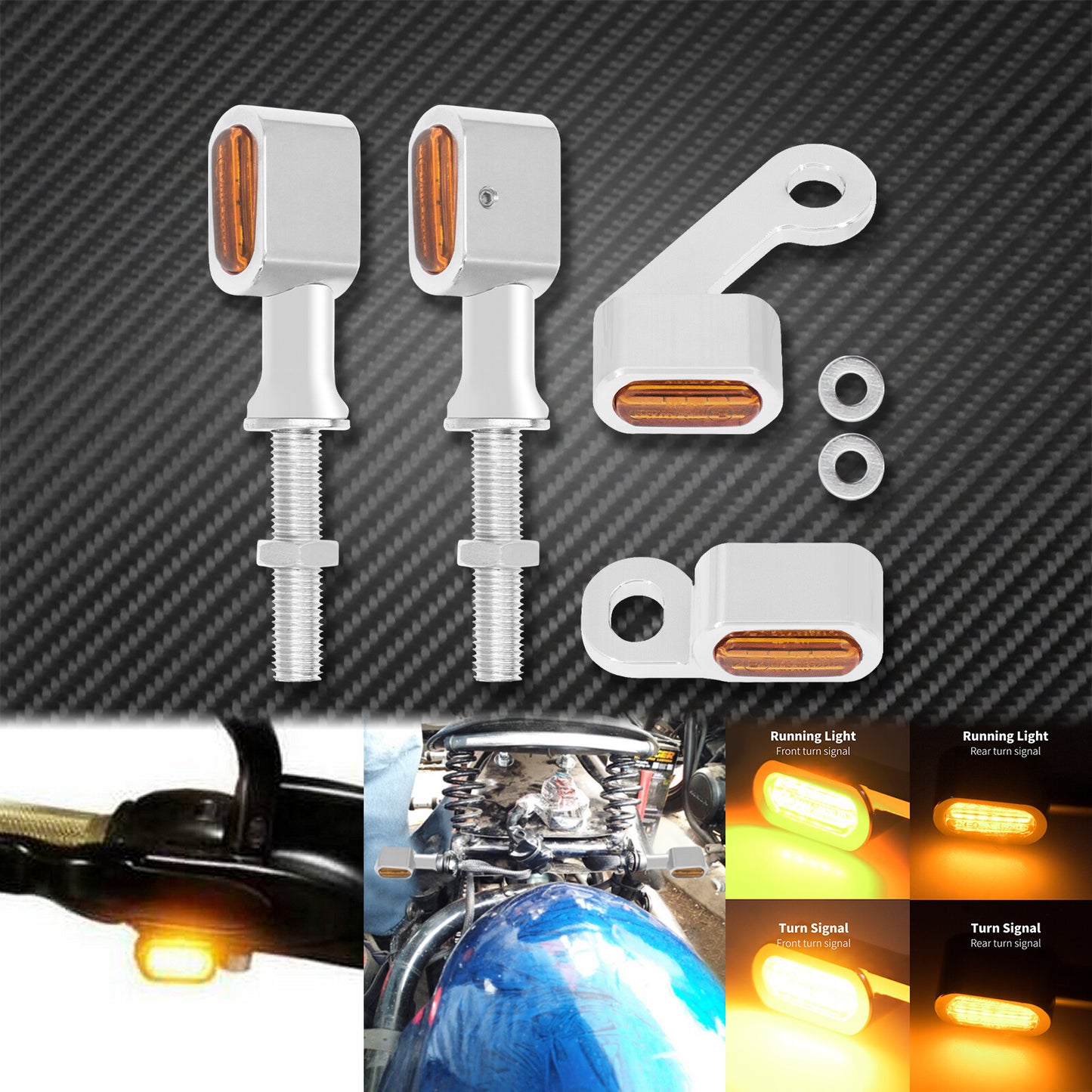 Front Rear Clutch for Mini Turn Signal Indicator Chrome Light Fit for Harley XL883 Q