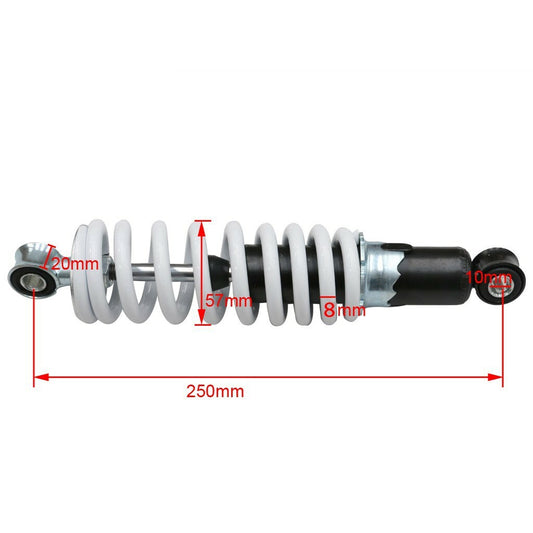 600 lbs, 250 mm, 9.8-inch rear shock suspension suitable for all-terrain vehicles, 4-wheelers, and for mini bikes.