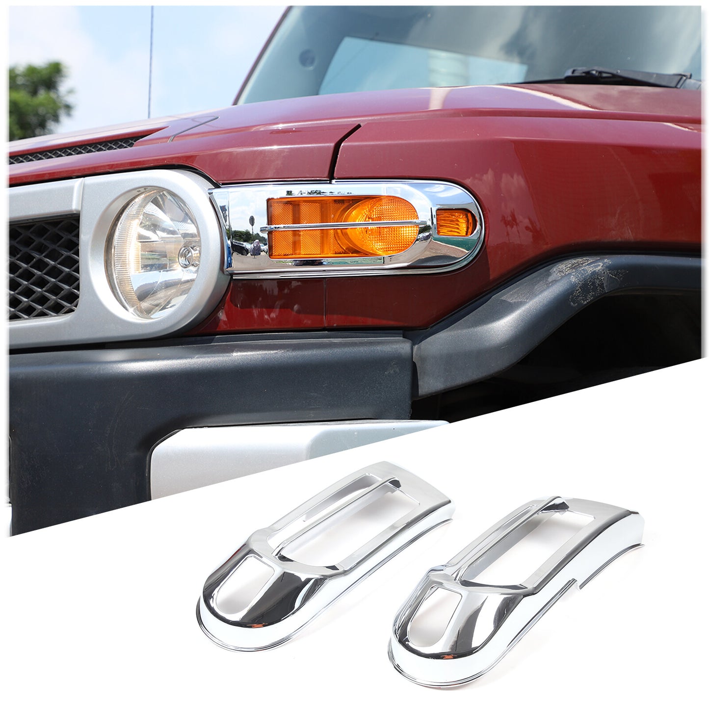 Chrome front fog light bumper light cover trim for FJ Cruiser 2007-2021 (2 pieces) n
