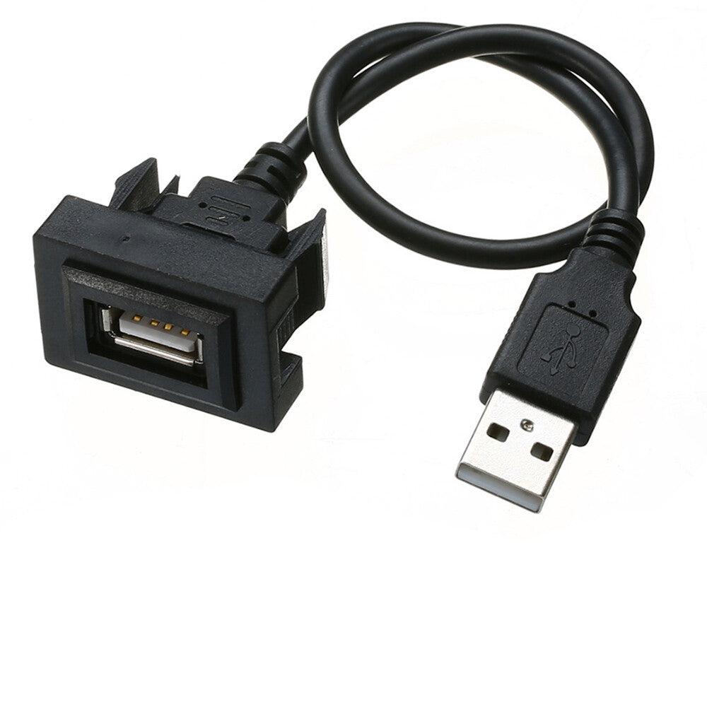 Dashboard Flush Mount USB Male to Female Extension Cable Adapter for Toyota
