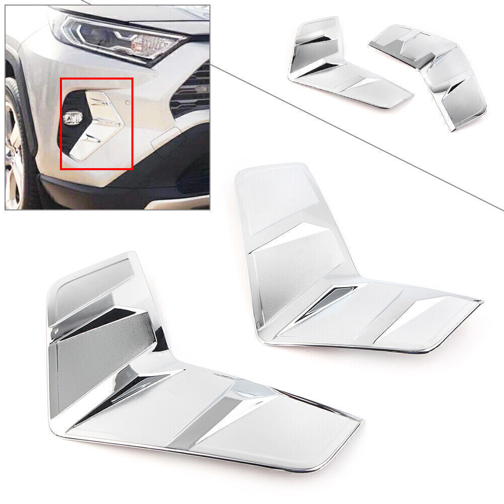 Front Fog Light Lamp Cover External Frame Trim Chrome Fit for Toyota RAV4 2019-2021