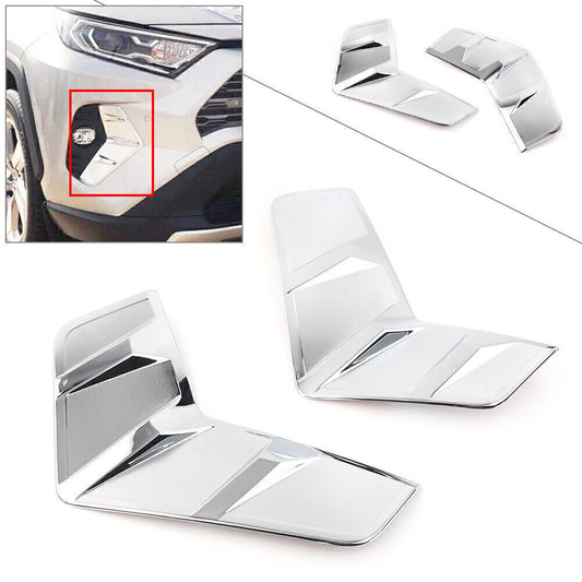 Front Fog Light Lamp Cover External Frame Trim Chrome Fit for Toyota RAV4 2019-2021