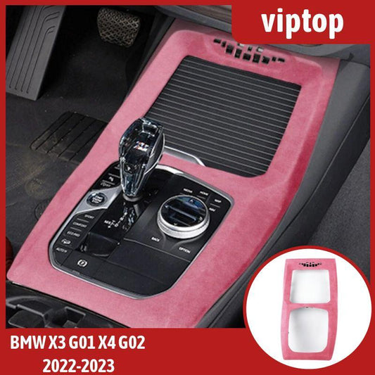 Inner Gear Shift Box Panel Cover Trim for BMW X3 G01 X4 G02 22-2023 Suede Pink