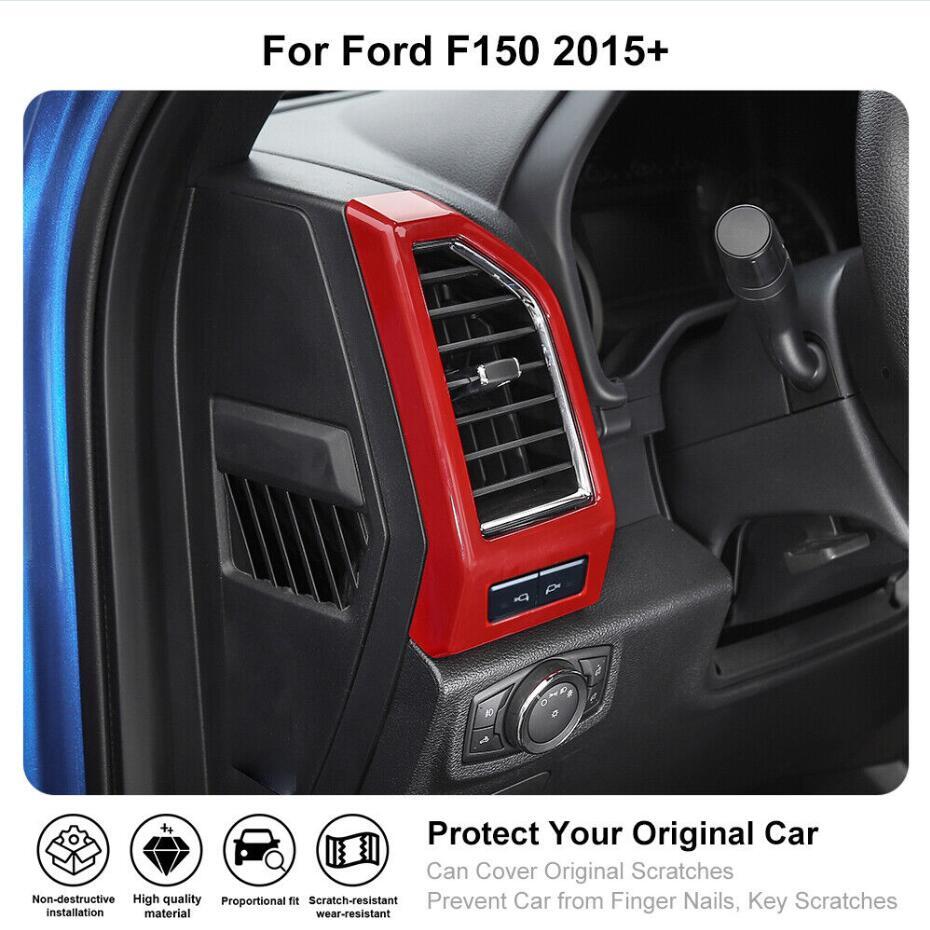 Suitable for 15-20 for Ford F150 ABS, Red Interior Dashboard Side Air Vent Socket Cover Trim Frame