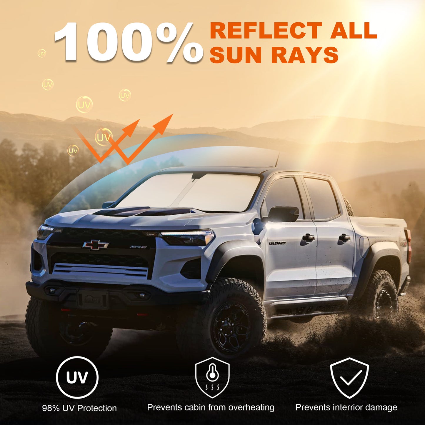 For 2023-2025 for GMC for Canyon Cab Front Windshield Sun Shade Reflective Anti UV Cover