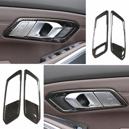 Fit for BMW 3 Series G20 2019-2023 Carbon Fiber Inner Door Handle Frame Trim 4P
