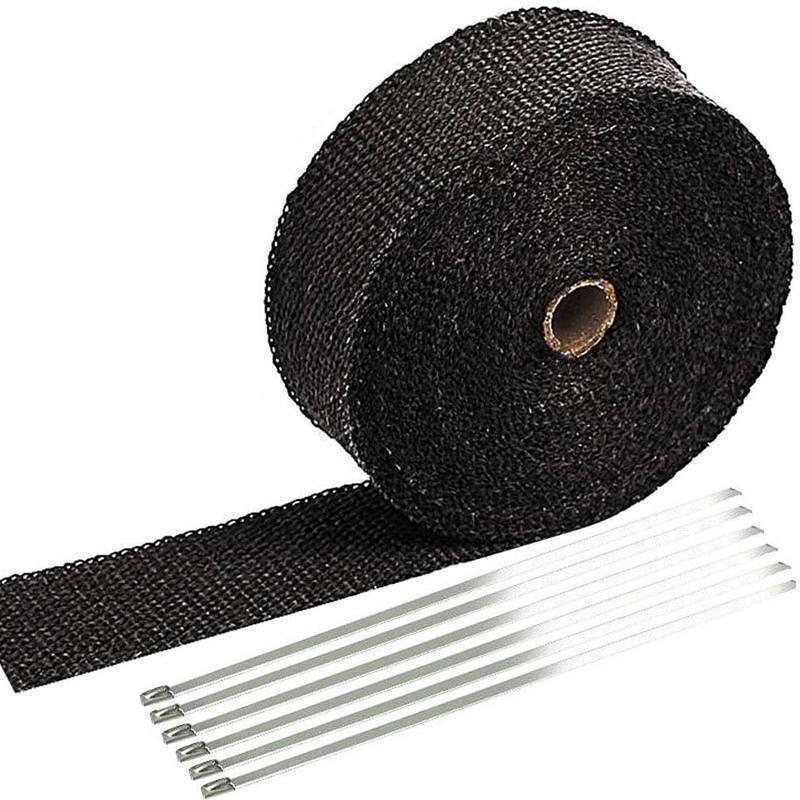 Motorcycle Car Exhaust Header Pipe Tape Fiberglass Heat Wrap Roll Ties(2 x 50') v