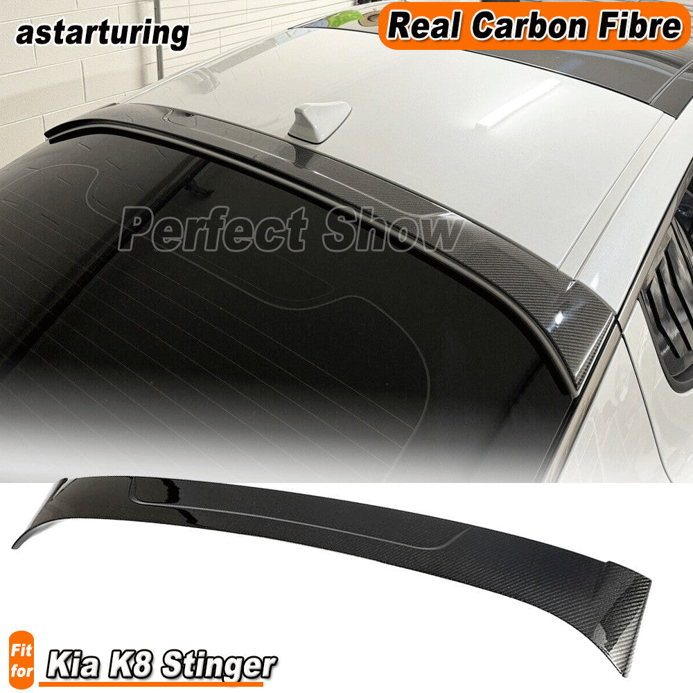 for Kia Stinger 2018-2023 Real Carbon Rear Roof Spoiler Window Trunk Wing Lip