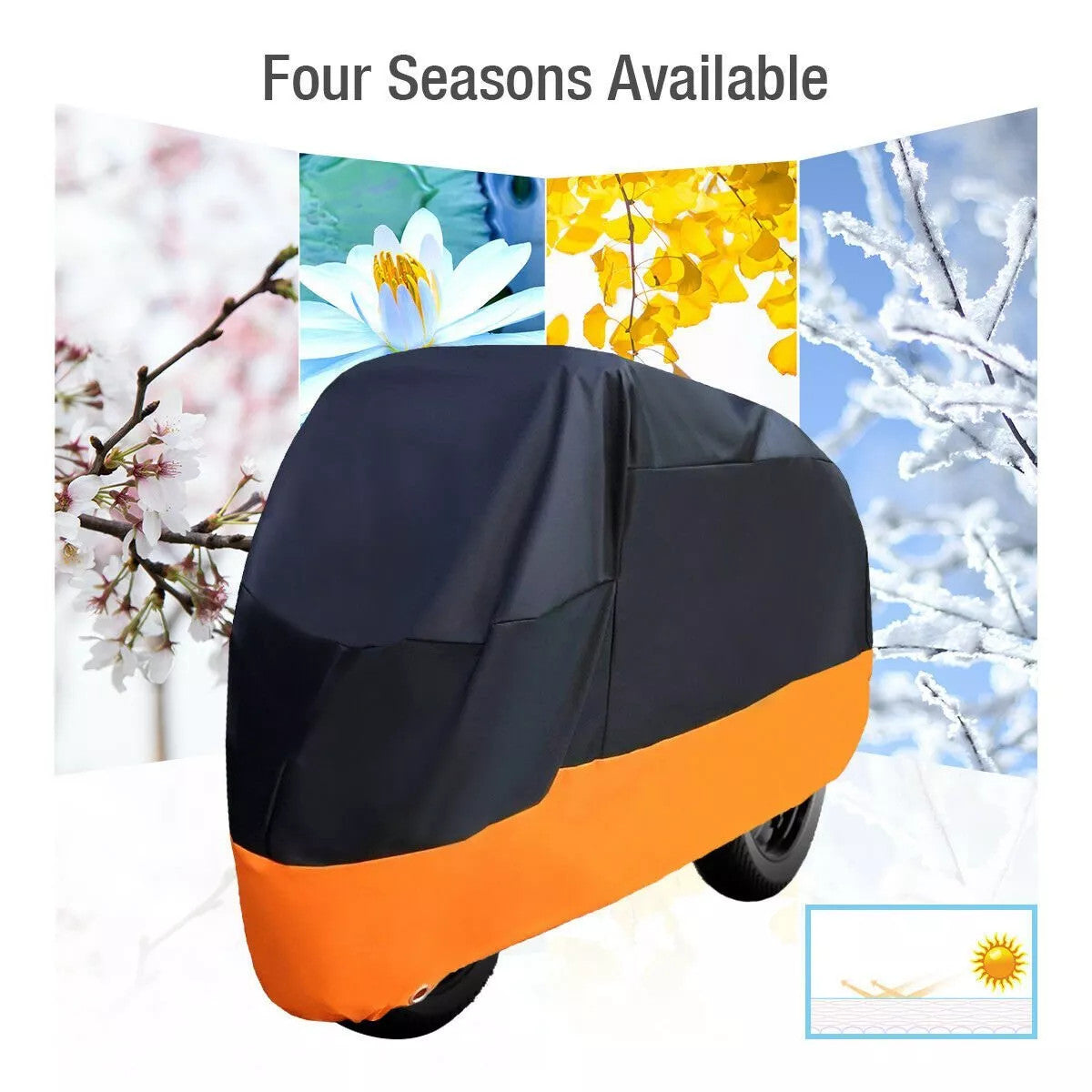 3XL Motorcycle Protective Cover - Suitable for Winter Outdoor Waterproof Storage and Snow/Rain Protection
