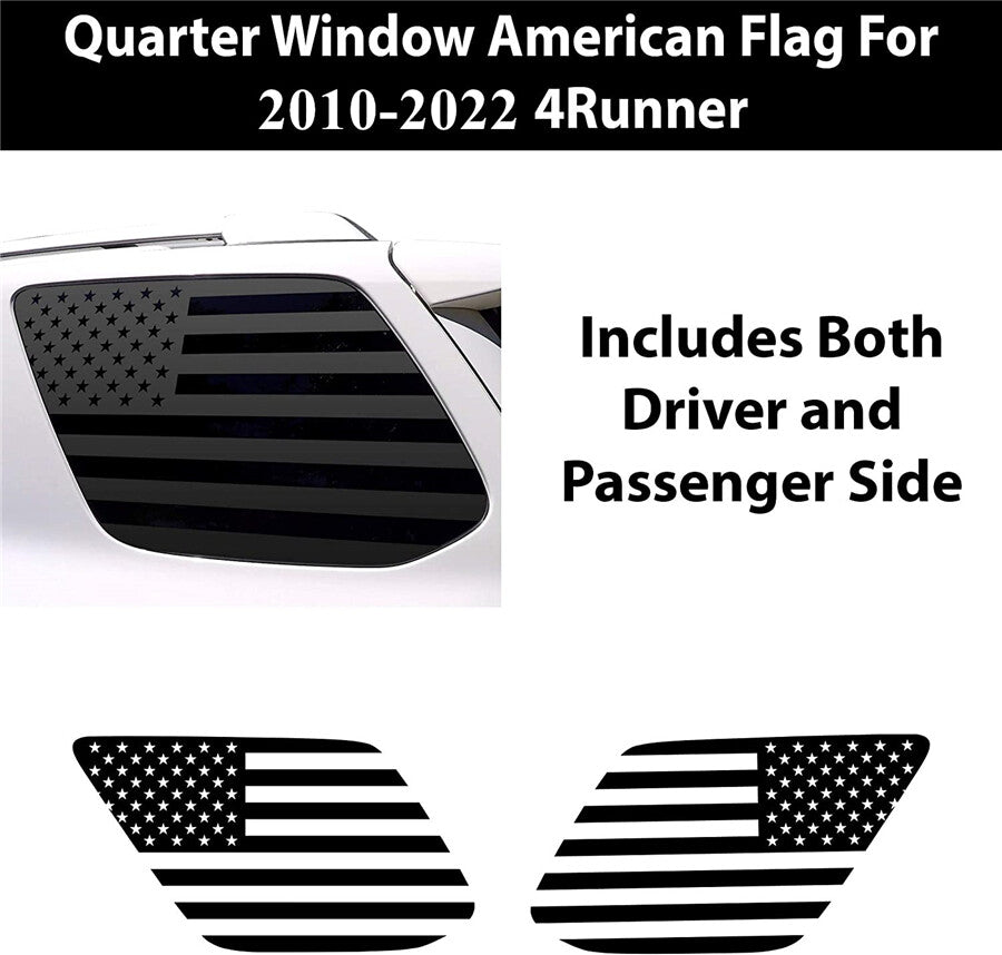 2Pcs Quarter Window American Flag Decal Stickers for Toyota for 4Runner 2010-2022 US