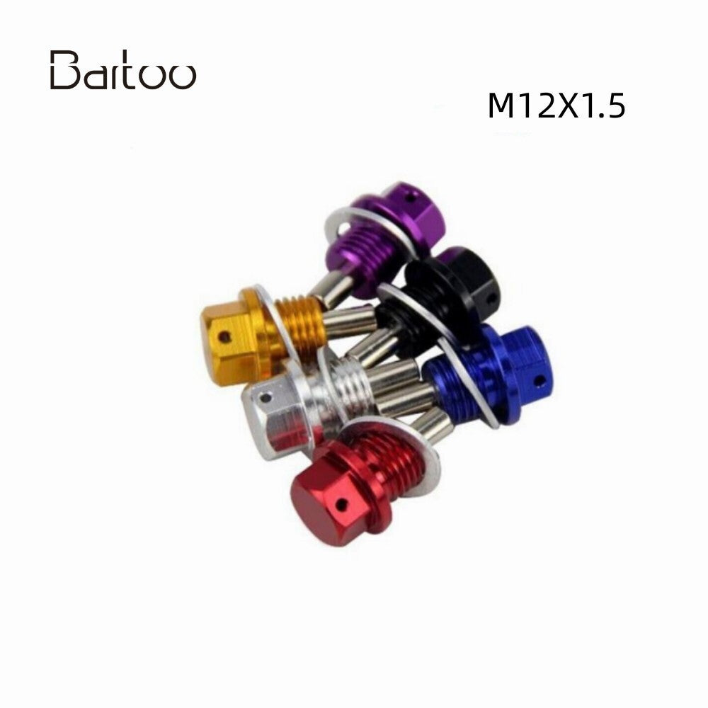 M12 x 1.5mm Gold Tone Magnetic Car Engine Oil Pan Drain Plug Bolt with Washer Q