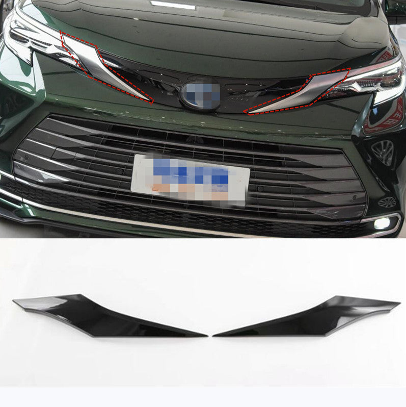 For 2021-2023 for Sienna Glossy black ABS Front Grille Grill Strip Trim 2PC B n