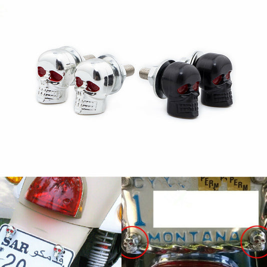 2x Skull License Plate Frame Bolts Screw Nuts Fastener 6mm for Harley for Honda Q