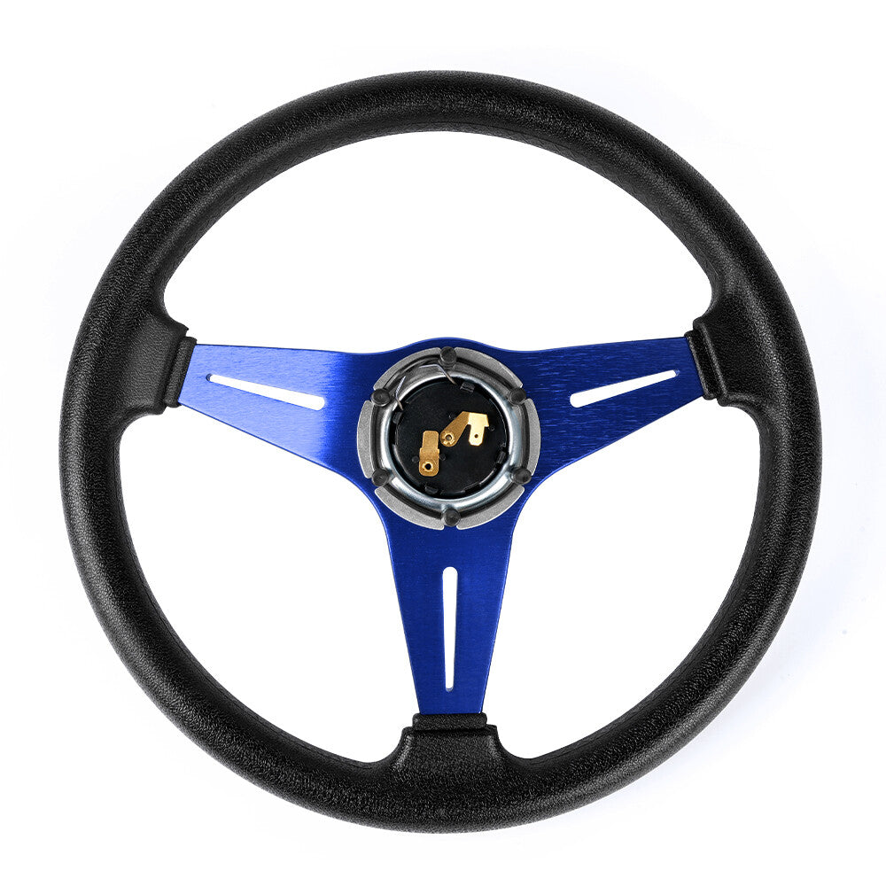 6 Bolt Steering Wheel Sport Racing 340mm Deep Dish with Horn Button Blue