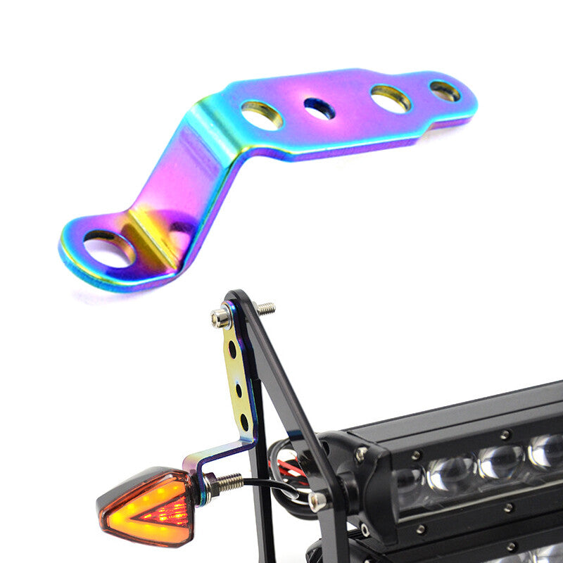 Motorcycle headlight blue-tinted rearview mirror spotlight stainless steel bracket - n
