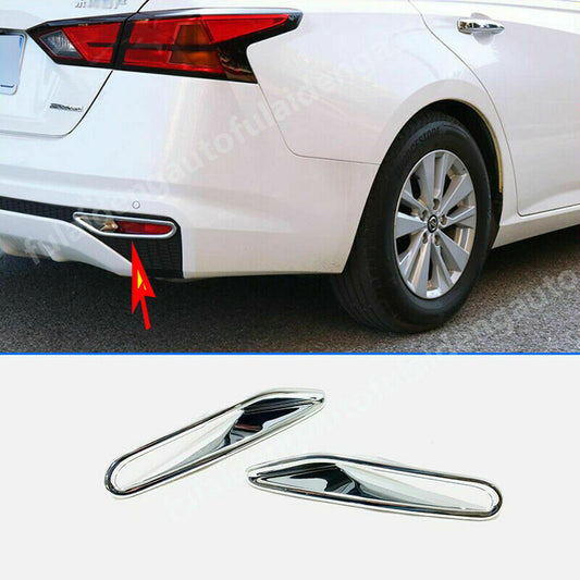 2Chrome Rear Bumper Fog Light Lamp Frame Cover Trim for Nissan Altima 2019-2022