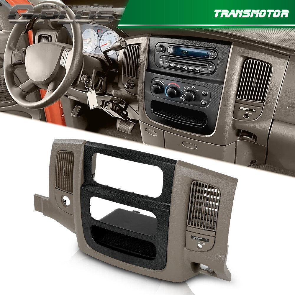 Fit For 02-05 for Dodge for Ram Radio Dash Ring with Climate Control Panel Beige Black - v
