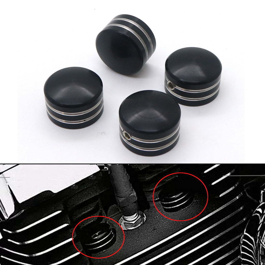 Black Spark Plug Head Bolt Cap Cover Plug for Harley Twin Cam Touring 1999-2017 Q