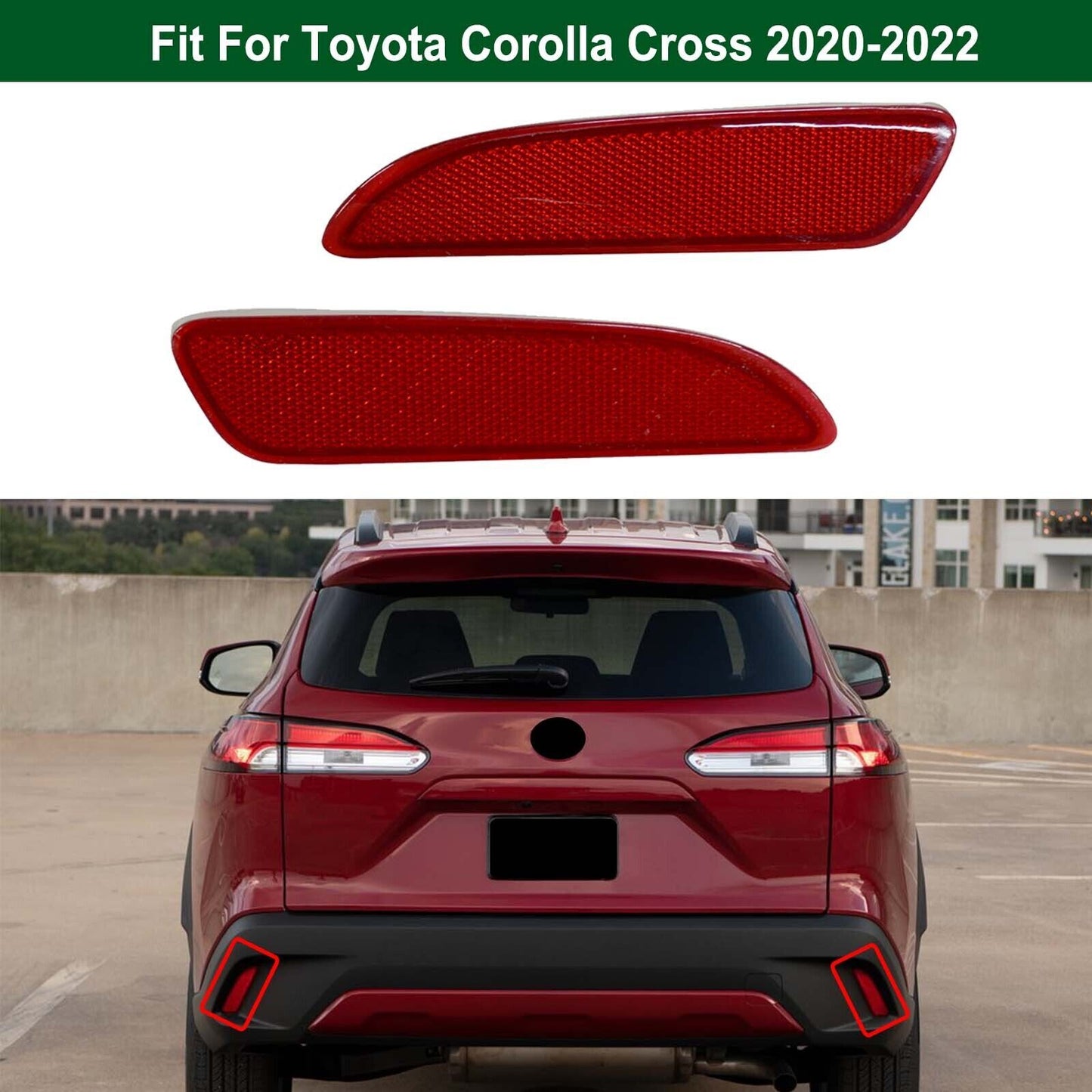 1Pair Rear Bumper Left&Right Reflector Lights for Toyota for Corolla Cross 2020-2022 Q