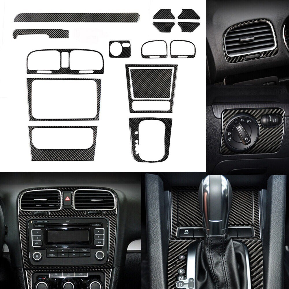 15pcs Carbon Fiber Interior Full Decorative Trim Cover for VW for Golf MK6 08-12 New n