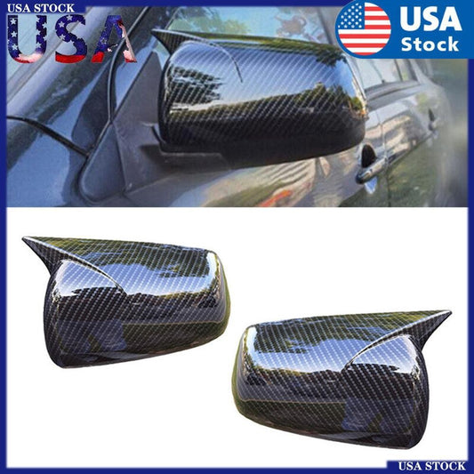 For 08-12 for Mitsubishi Lancer Ox Horn Rearview Side Mirror Cover Carbon Fiber Look