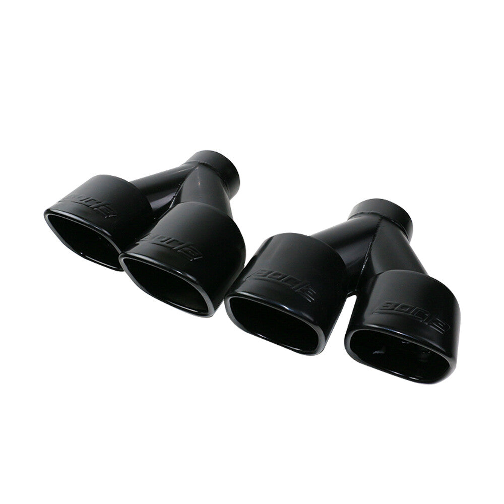 2PCS 67mm Black Weld-on Dual Exhaust Pipe Muffler Tips Square Tip 2 Outlets