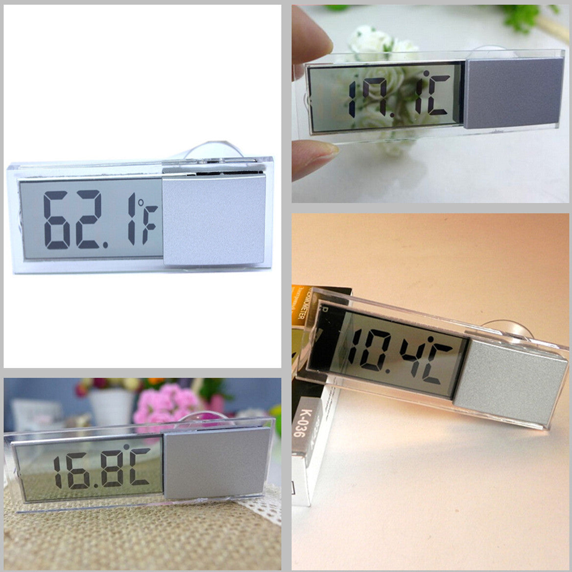 Car Windshield Transparent Thermometer ¨H/¡æ Fahrenheit Celsius Temp Gauge Suction