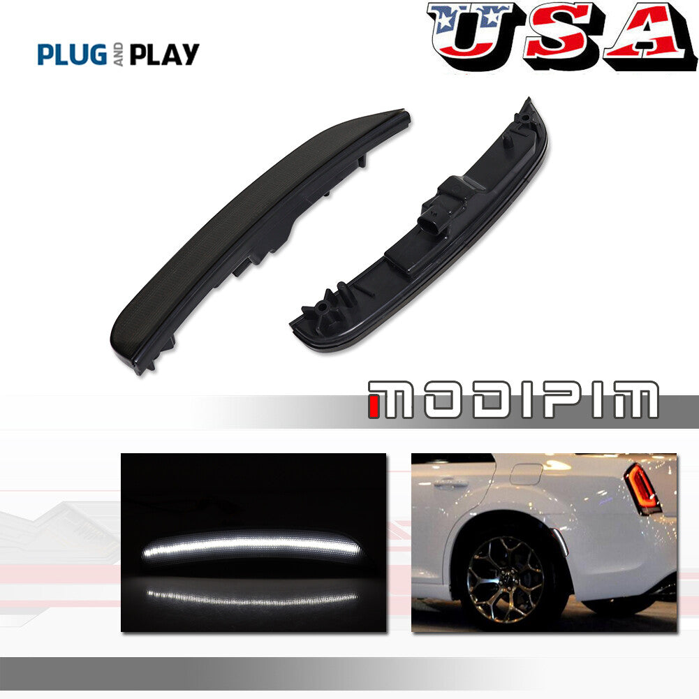 Smoked Lens White LED Rear Side Marker Lights for 2015-UP for for CHRysler 300 300C- v