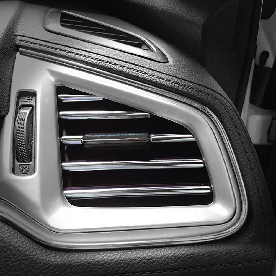 Car air conditioning socket decorative molded trim strip silver for Cadillac