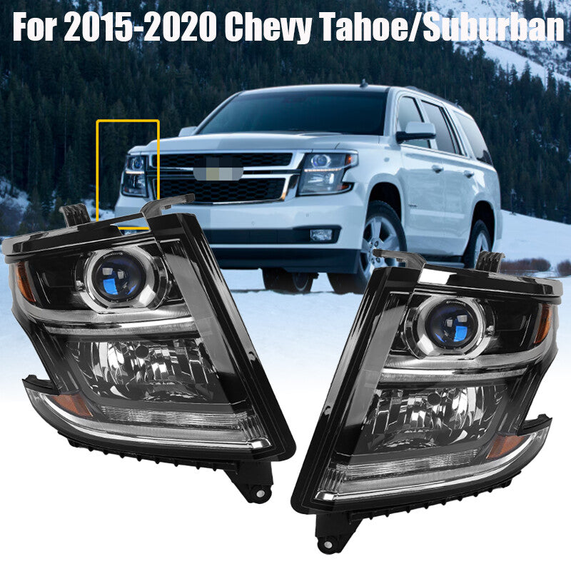 HID/Xenon Assembly Driver&Passenger Headlight For 2015-2020 for Chevy Tahoe/Suburban n