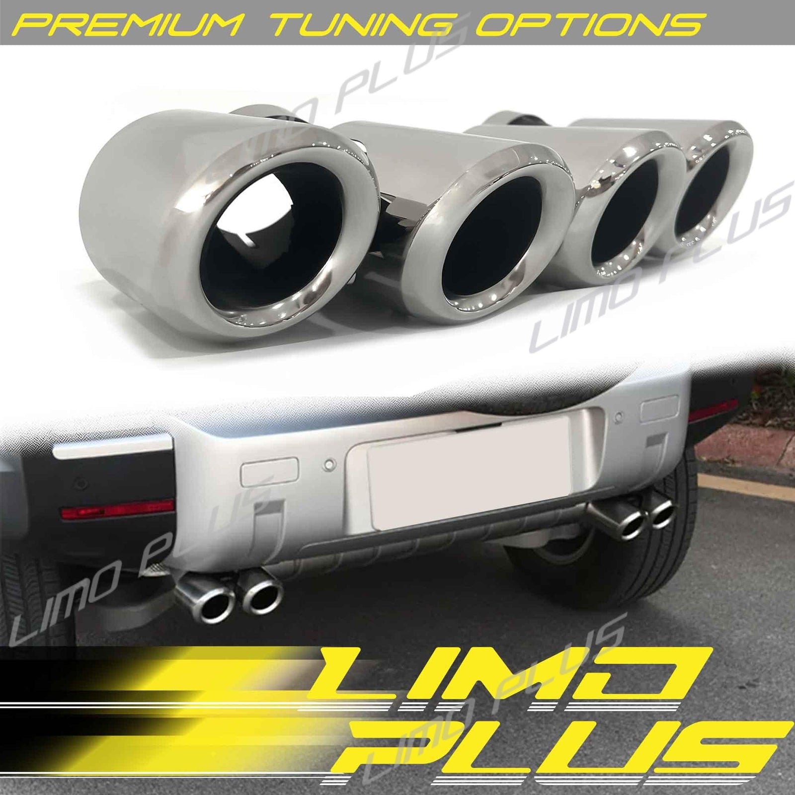 Pair Silver Rear Exhaust Pipe Quad Out for Land Rover for Defender 90 110 2020-2024 Q