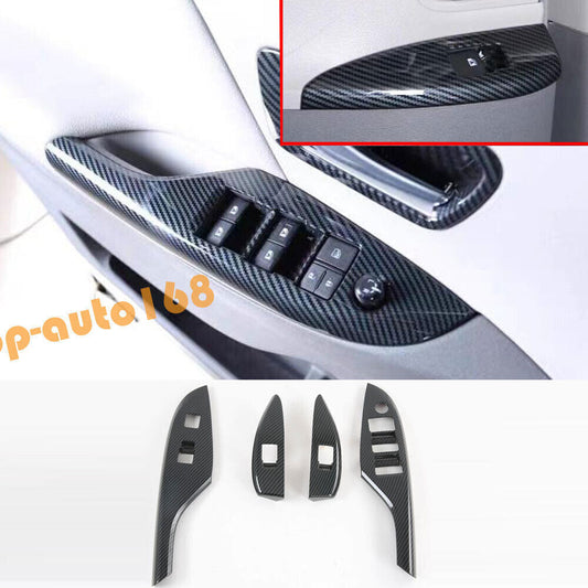 Carbon Fiber Pattern Window Door Lift Panel Cover Trim for Toyota for Sienna 2015-20