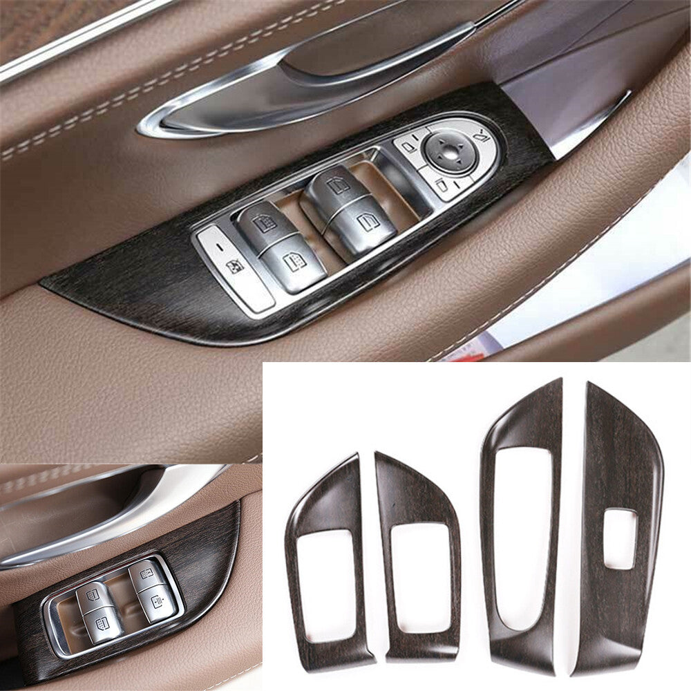 Oak Grain Window Lift Switch Button Cover for Mercedes-Benz E Class 2016-21 high