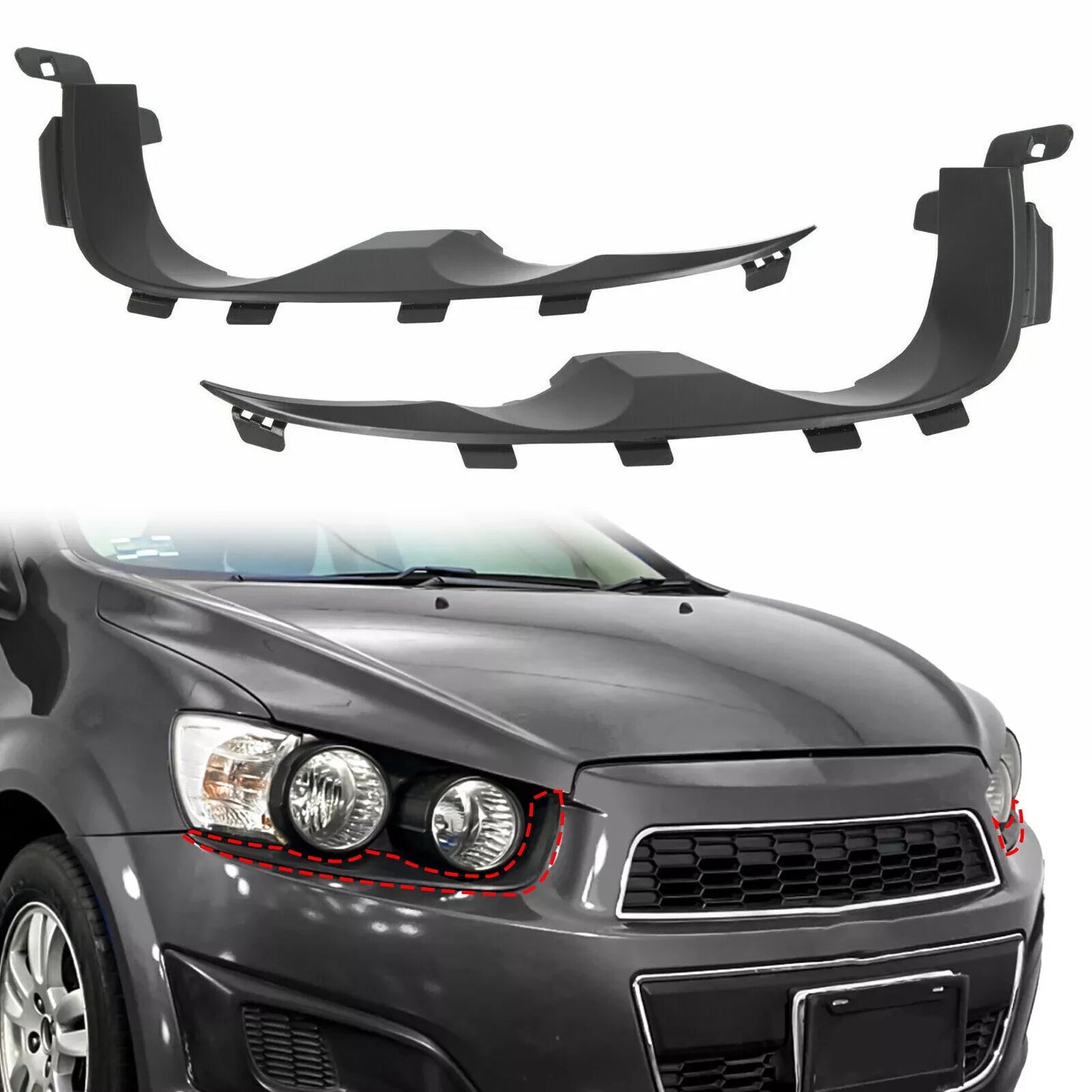 Fits 2012 - 2016 for Chevy Sonic Headlight Mounting Bracket Pair LH Right Grip - v