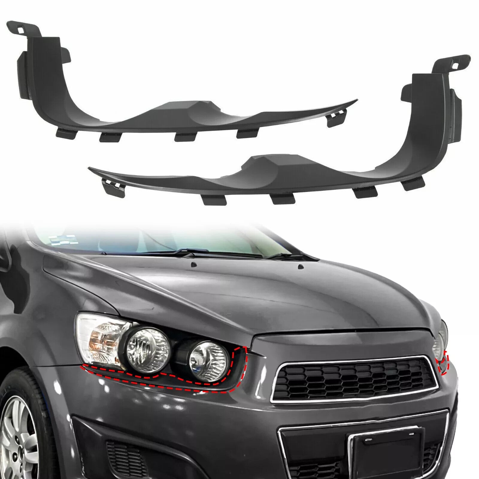 Fits 2012 - 2016 for Chevy Sonic Headlight Mounting Bracket Pair LH Right Grip - v