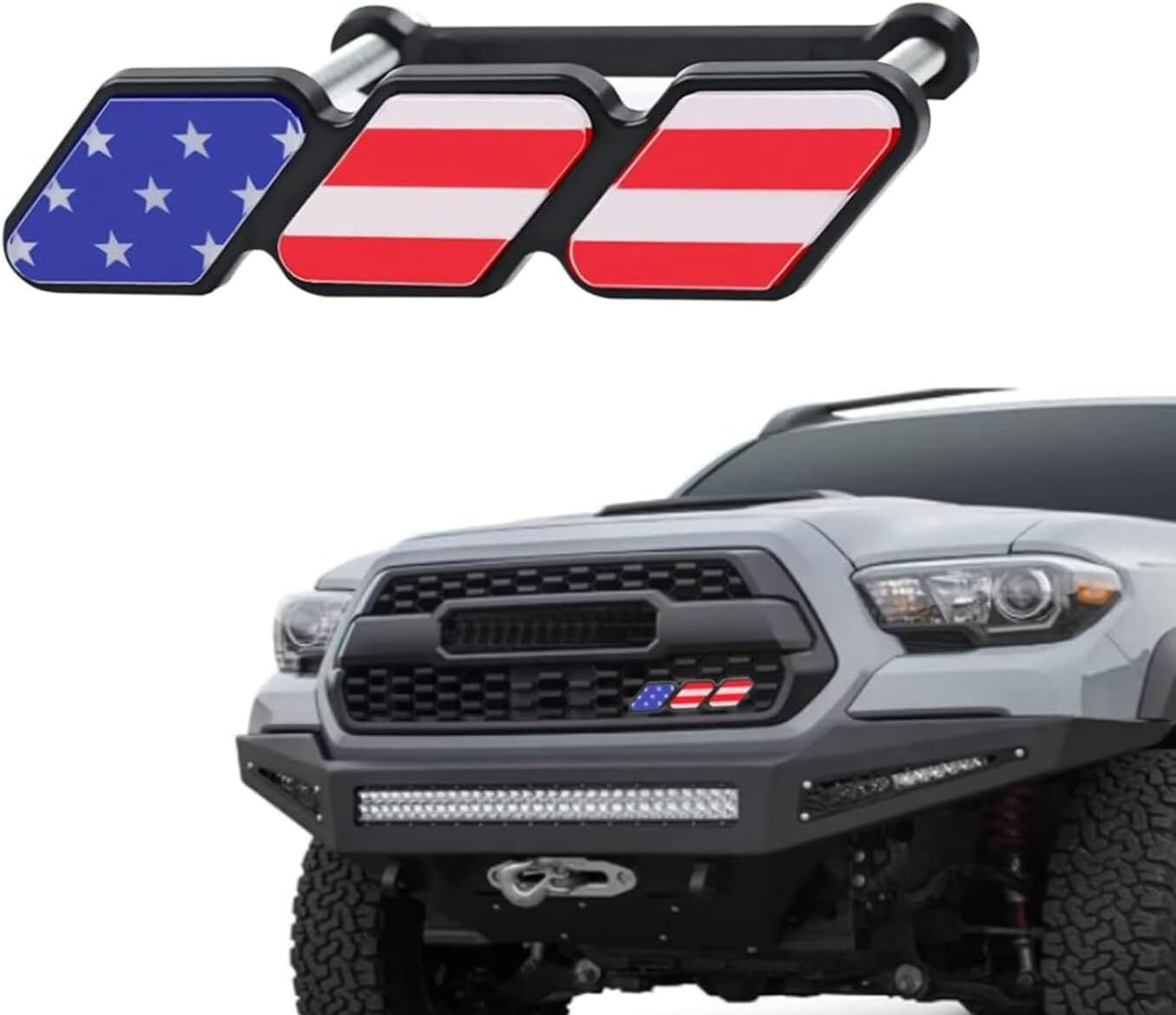 American Flag Tricolor Front Grille Cover Badge Accessory for 4Runner Tacoma - n