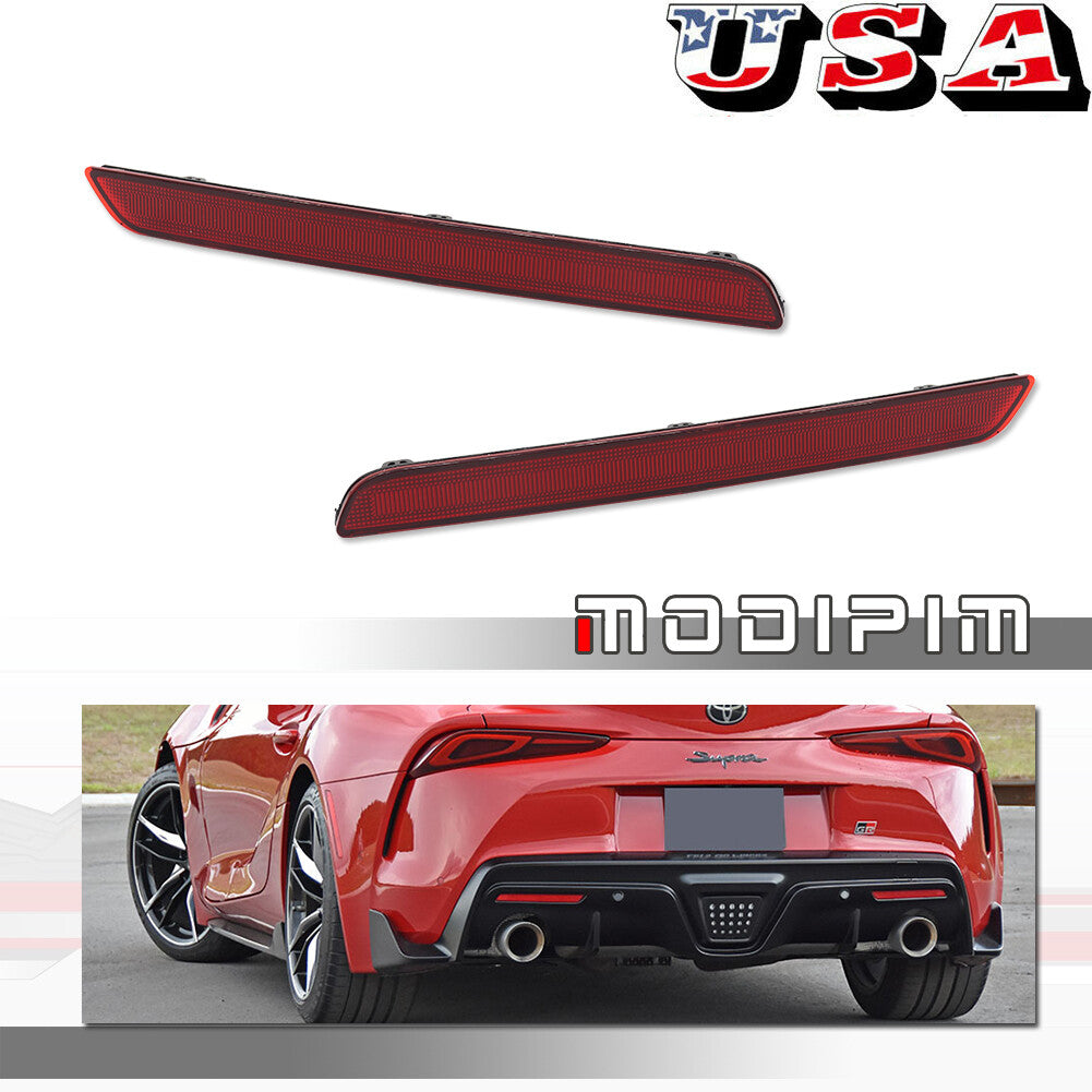 Left + Right Red Rear Bumper Reflector Light Kit for 2020 - 2022 for Toyota GR Supra Q