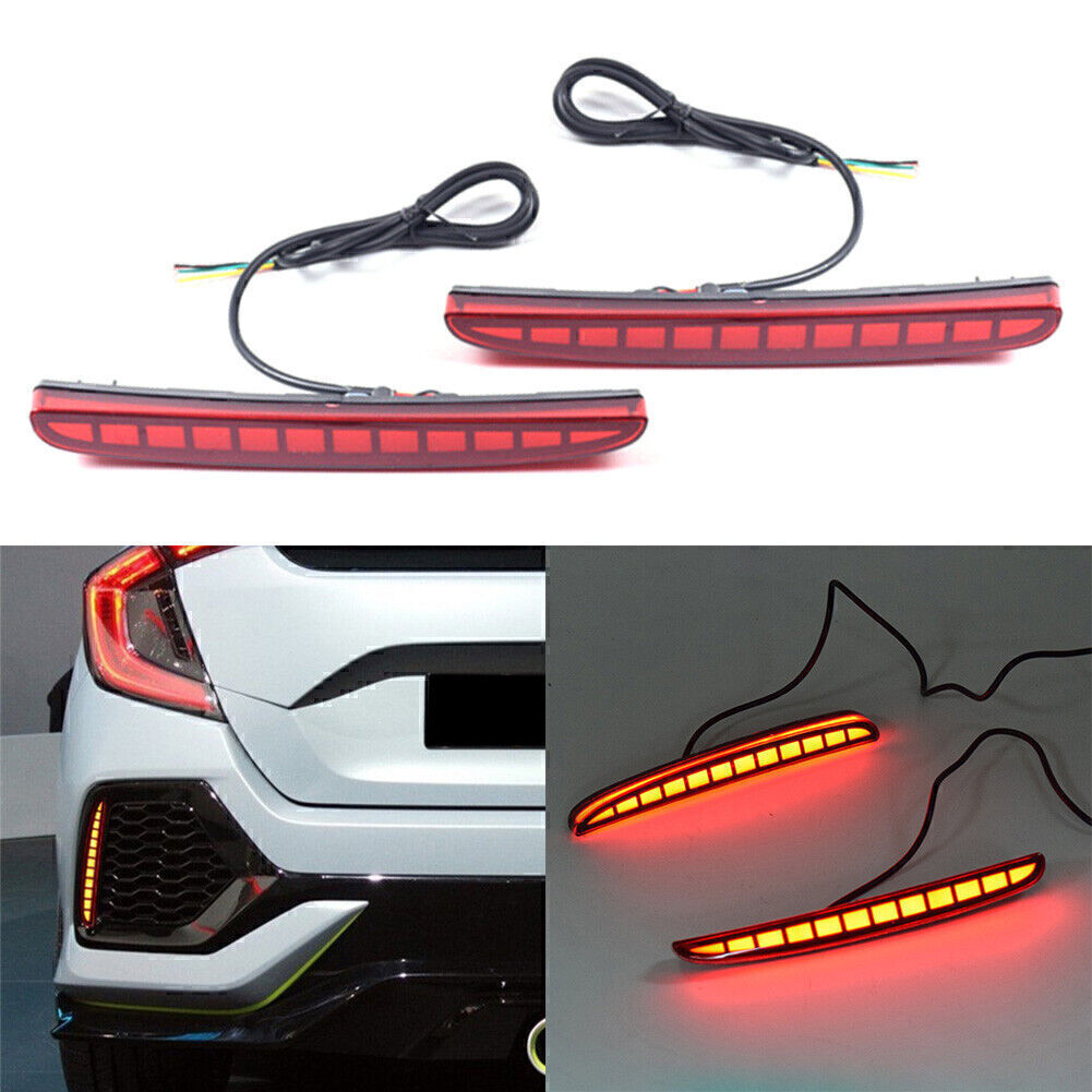 Sequential Reflector LED Brake Light Fog Lamp Fit for Honda for Civic Hatchback 17-2020 Q