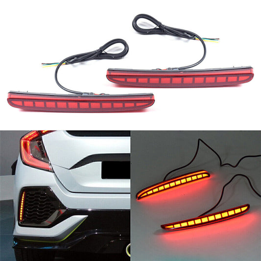 Sequential Reflector LED Brake Light Fog Lamp Fit for Honda for Civic Hatchback 17-2020 Q