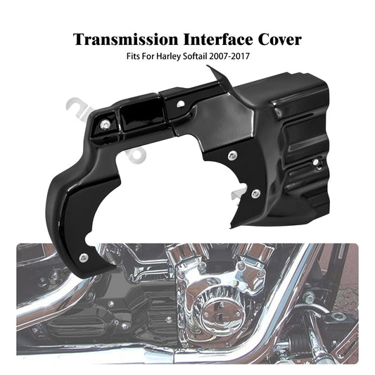 Black Engine Transmission Interface Trim Cover for Harley Softail Fat Boy 07-17