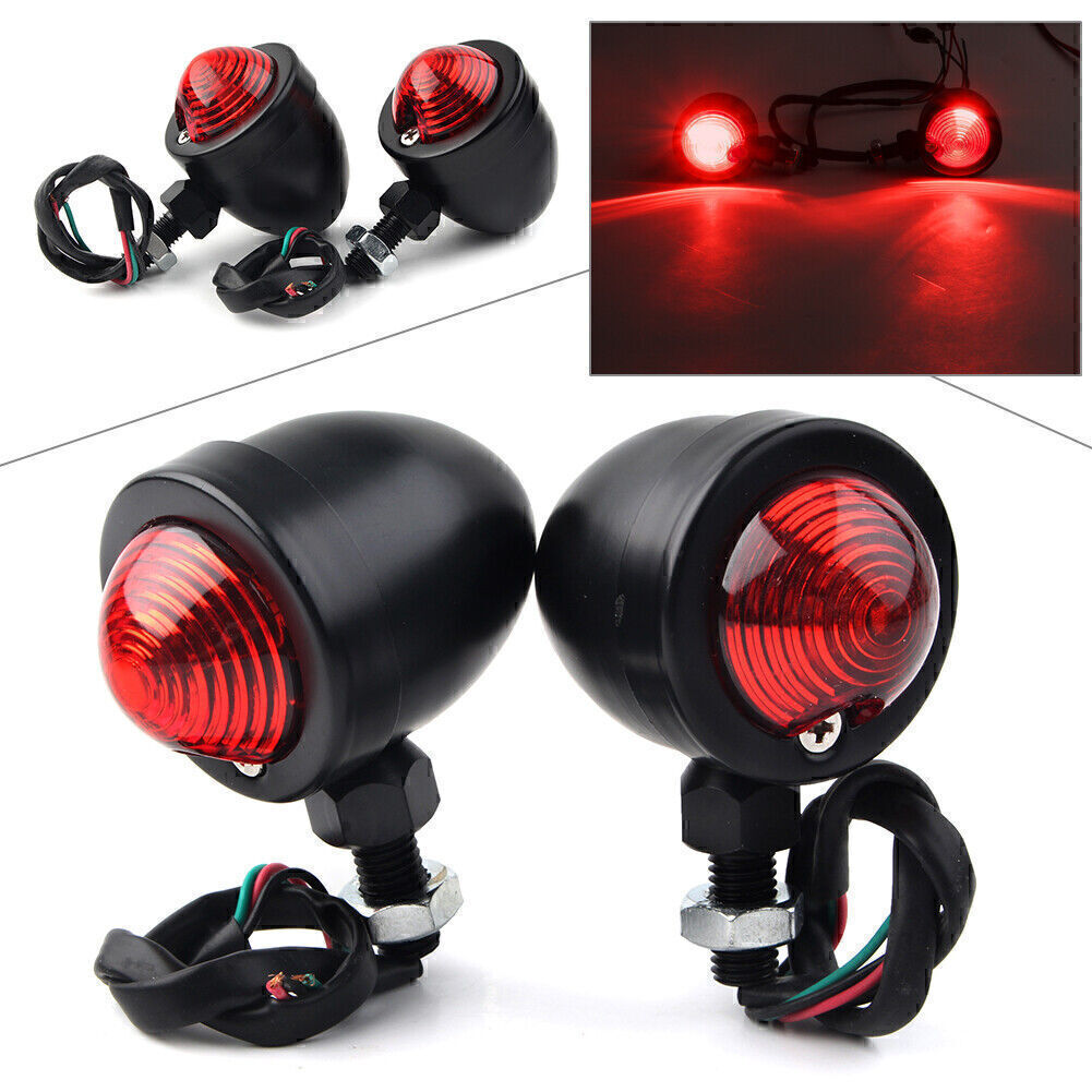 Black Motorcycle 12V LED Turn Signals Blinker Indicator Light Red Lamp Q