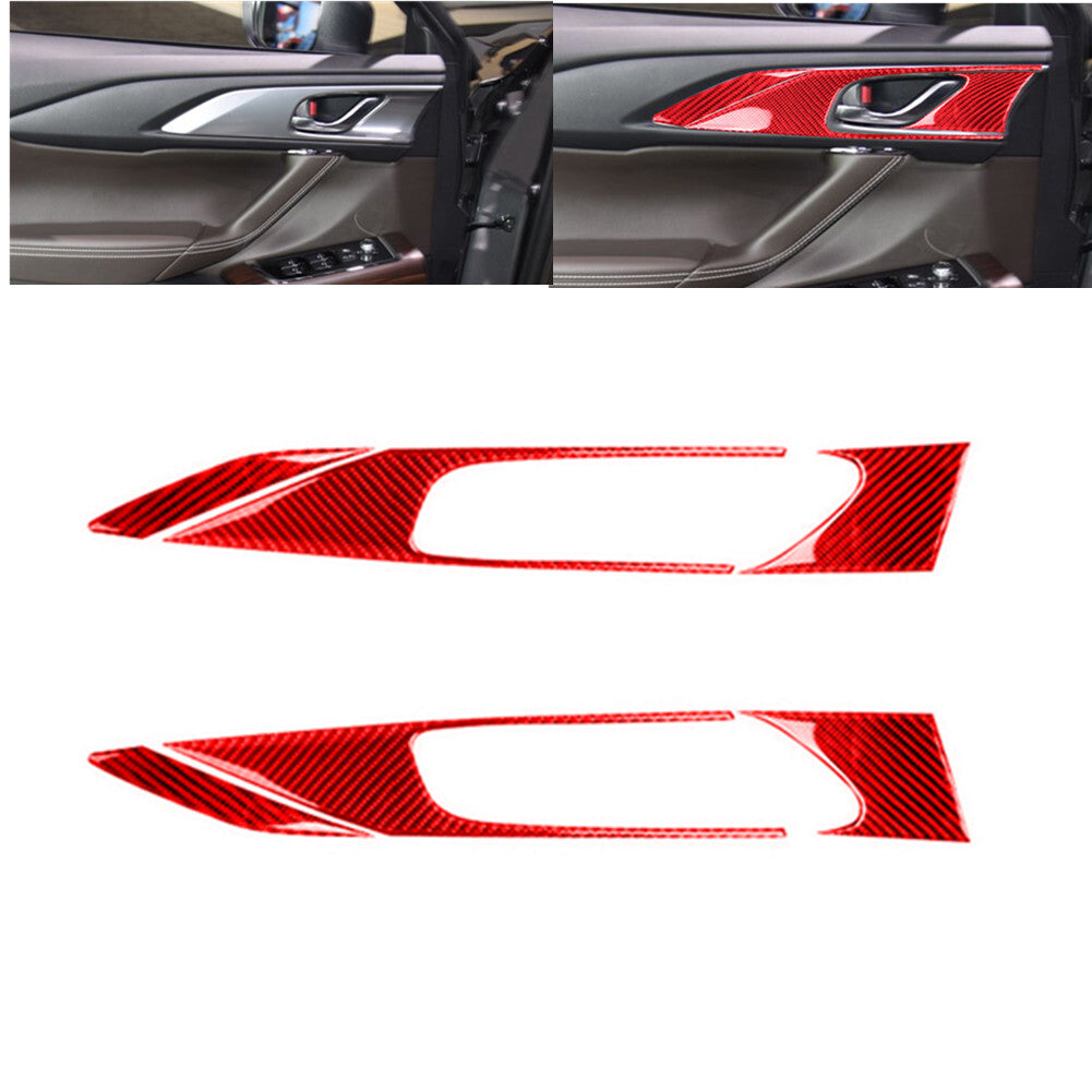 Red Carbon Fiber Car Light Control Panel Trim Stickers for Audi A4 S4 2005-2008 v