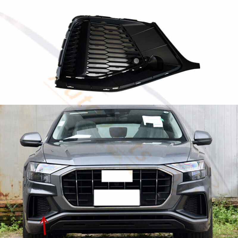 for Audi Q8 2019-23 Replace Right Side Front Bumper Fog Lamp Grille Cover Black
