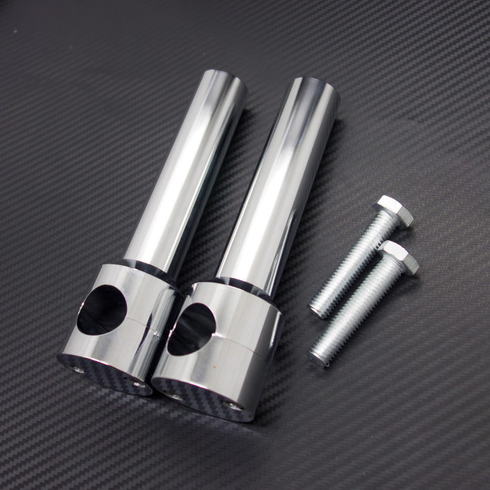 1Chrome Billet Round Handlebar Bar Risers Bars Mount Clamp for Harley for Honda Q
