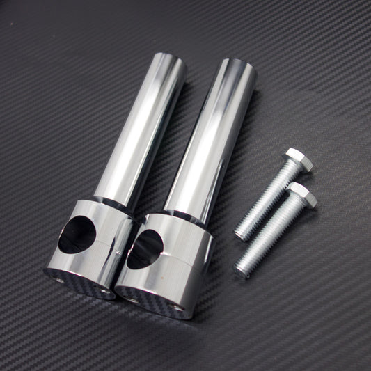 1Chrome Billet Round Handlebar Bar Risers Bars Mount Clamp for Harley for Honda Q