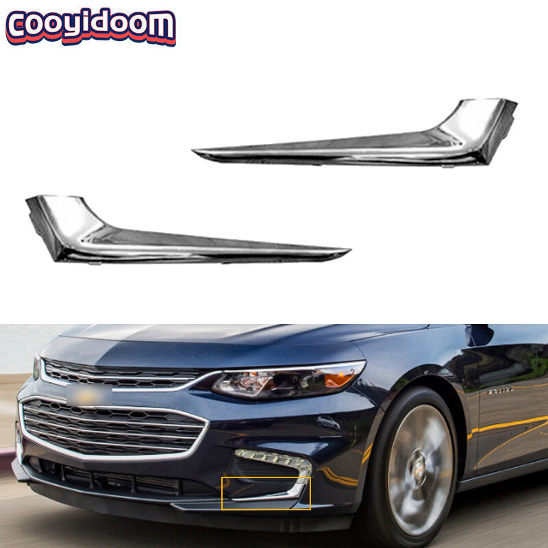 1. Dual chrome front bumper trim fog light protectors for Chevrolet Malibu 2016-2018